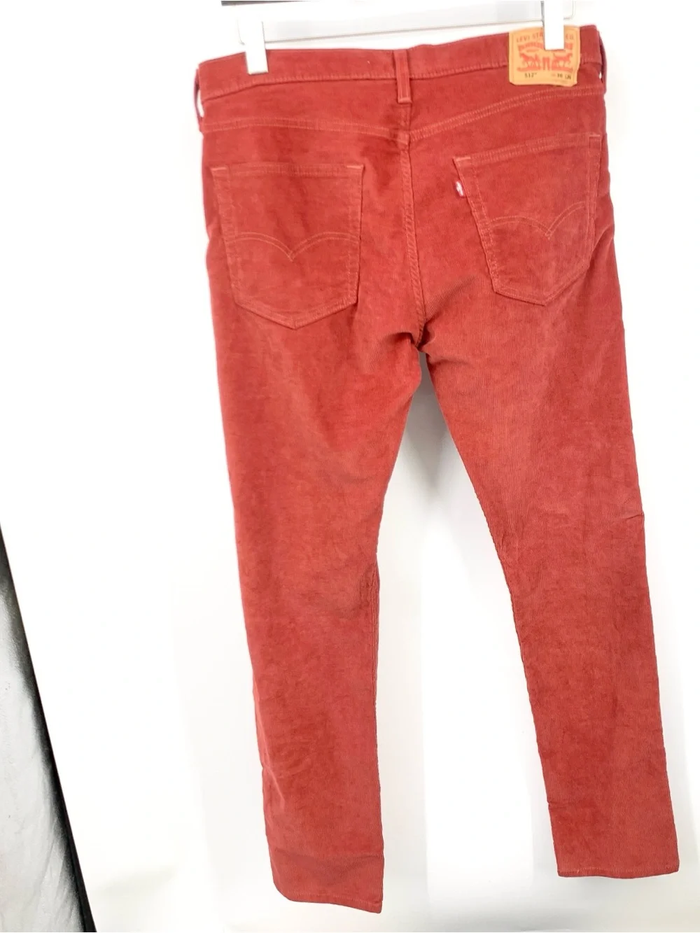 Levis Men Size 36 x 33 Pants 512 Slim Taper Fit Red Corduroy Cotton Stretch Jean